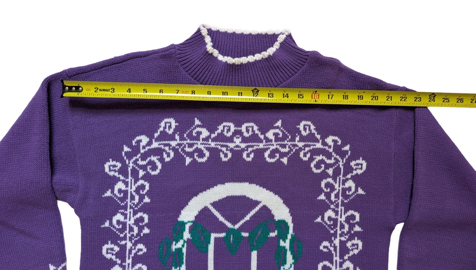 Vintage 1990s Made USA Purple Cat Lady Sweater, Size L, 40 In, Excellent