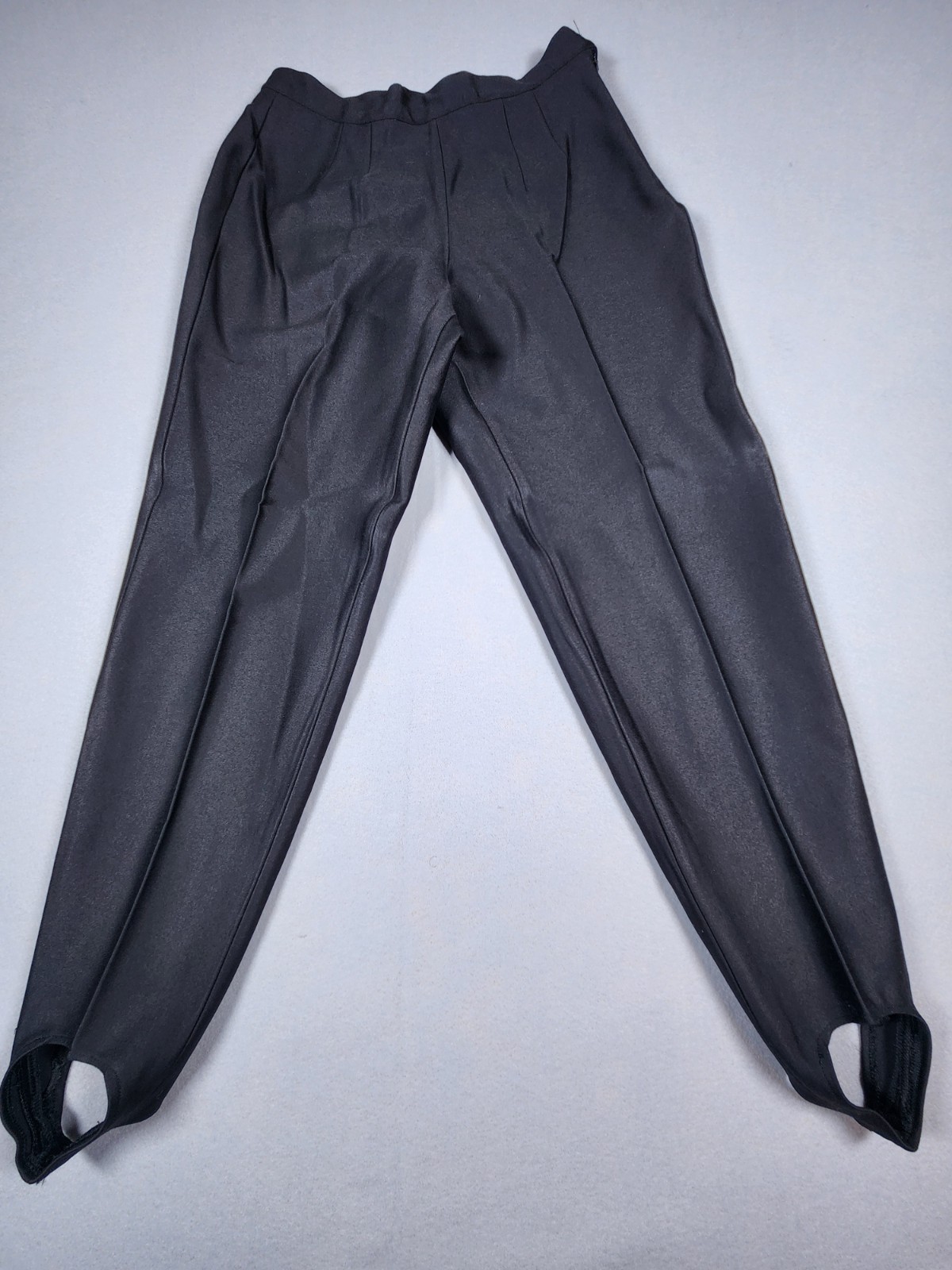 Vintage Votre Nom Paris Stirrup Pants 8 black Satin High Waist Tapered