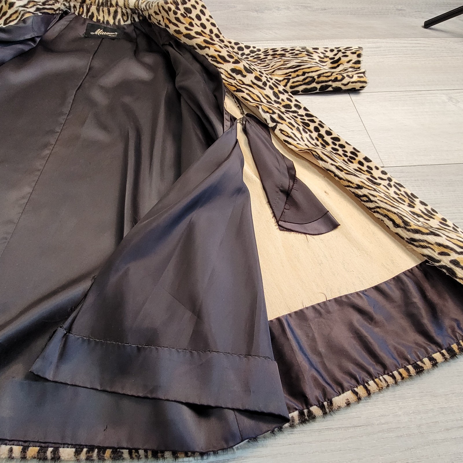 Vintage 1960s Safari Sportowne Leopard Faux Fur Coat La France Women’s Sm/Med