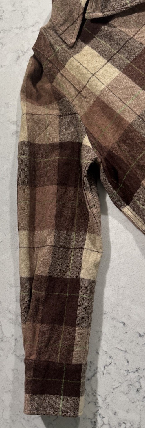 VTG 50s 49er Style Jacket Shacket Womens Large Brown Wool Plaid Check Barn Coat