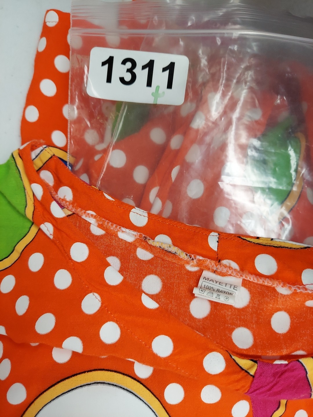 Vintage 60’s Mayette Dress Womens Large Orange Polka Dots Pockets hippie