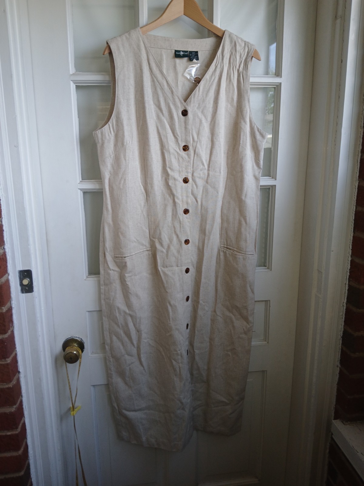 vtg nwot hunt club linen blend sheat dress 18 khaki summer