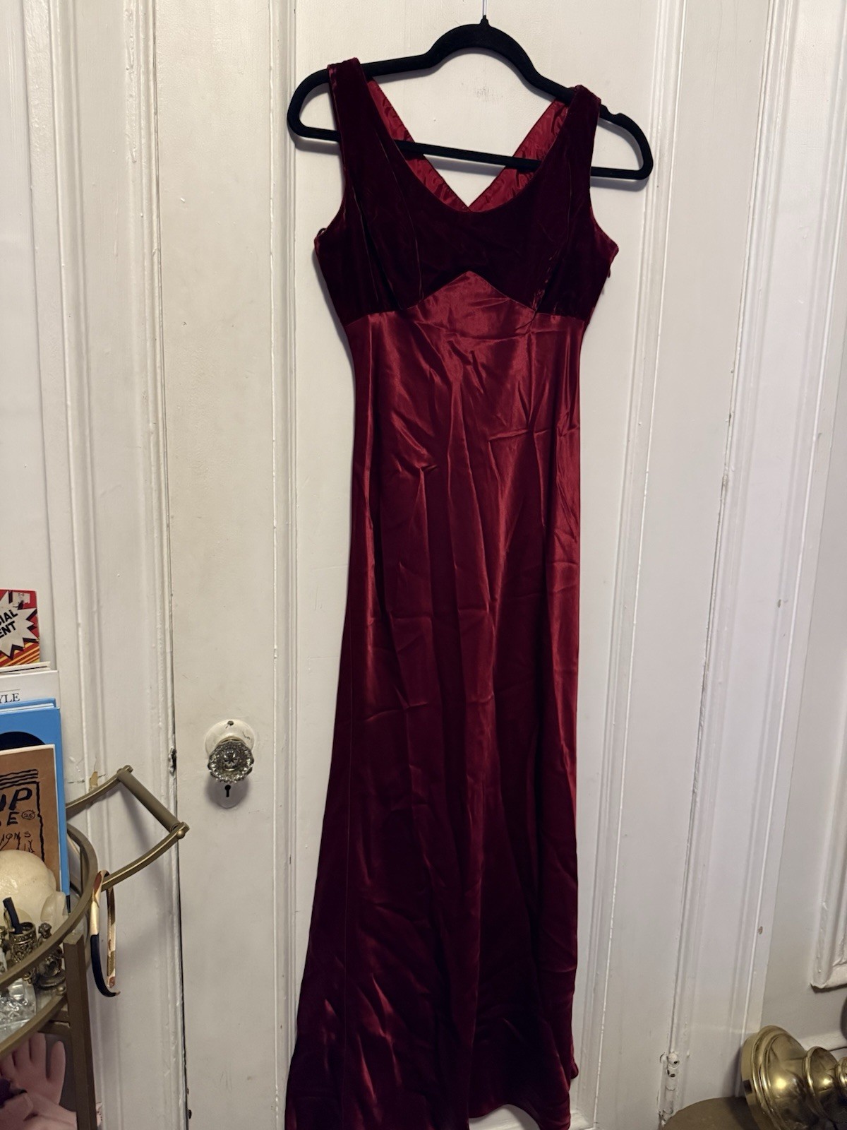 Vintage Cache Dress Burgundy Maxi Gown Velvet Size 4 Regency Goth Y2K 90s