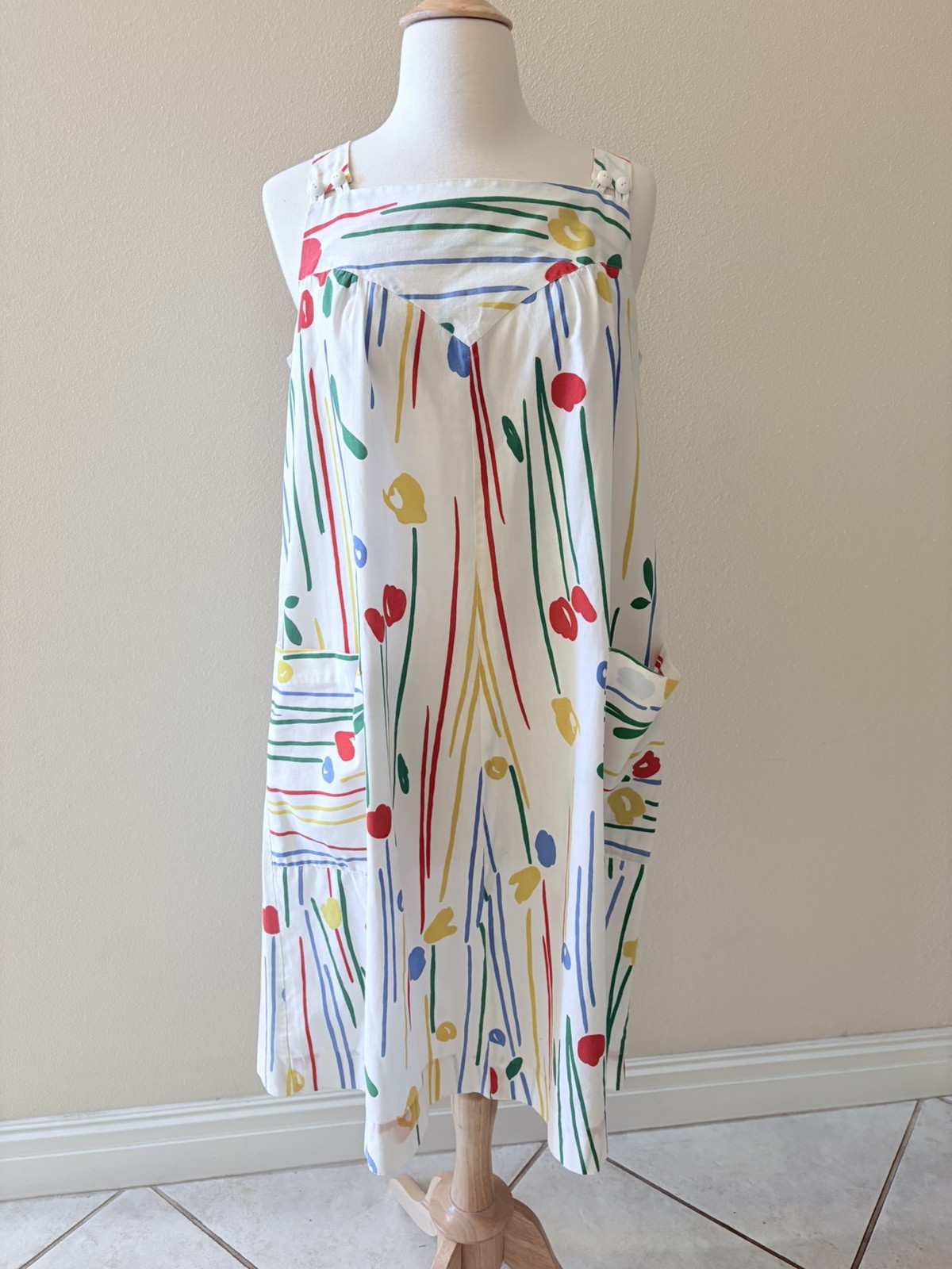 Vintage 80s 90s House Coat Sun Dress Tulip Abstract Midi M L