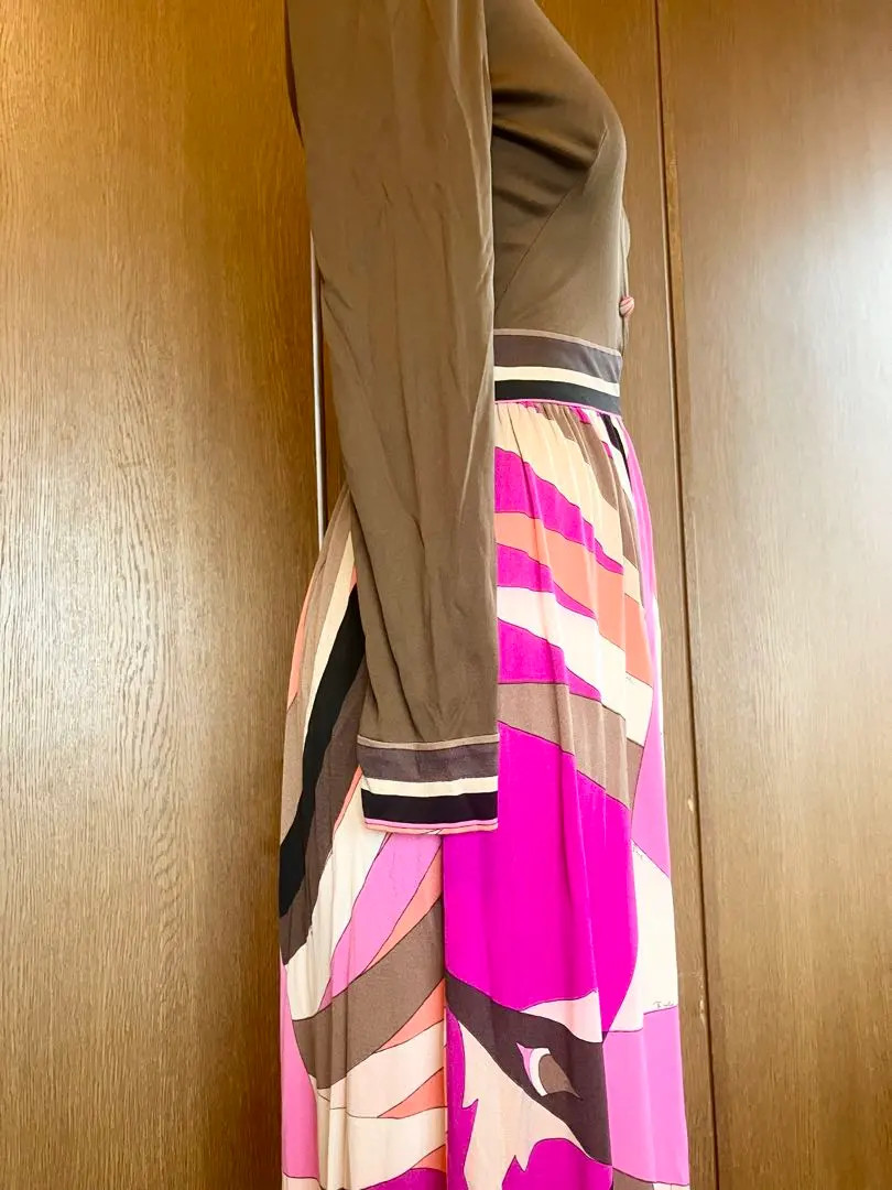 EMILIO PUCCI Silk Jersey Dress Iconic Print Size S 1960s VINTAGE Italy used
