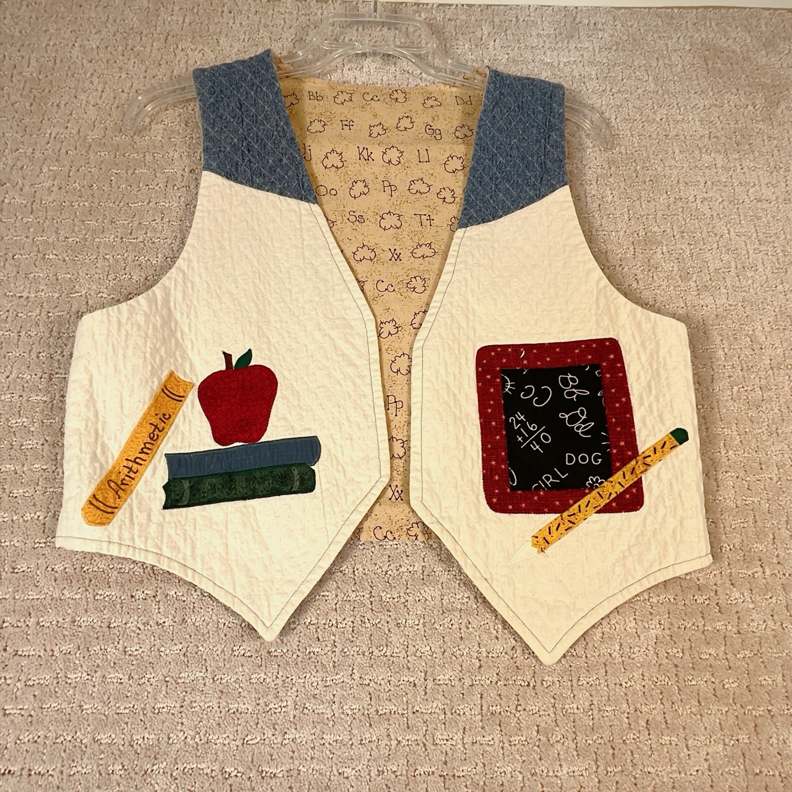 Vintage Handmade School Teacher Vest Women’s Size S/M Reversible 80’s Canvas