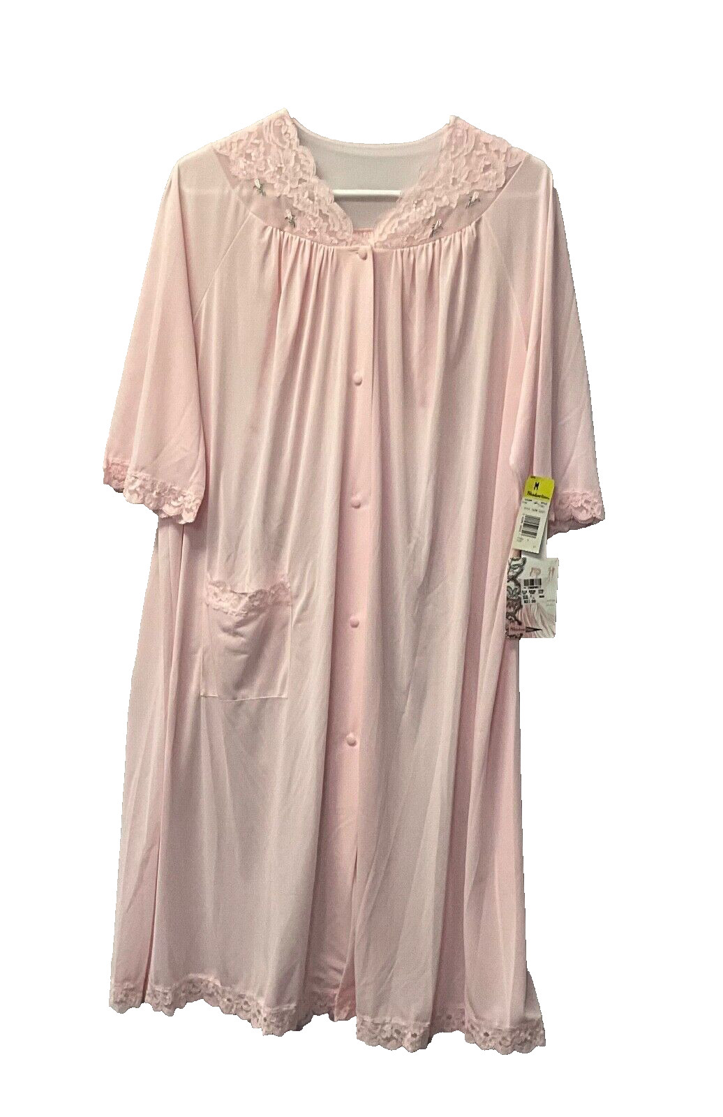 Vintage Lingerie Nightgown Shadowline Size M Pink Opacitrique Nylon Lace NWT