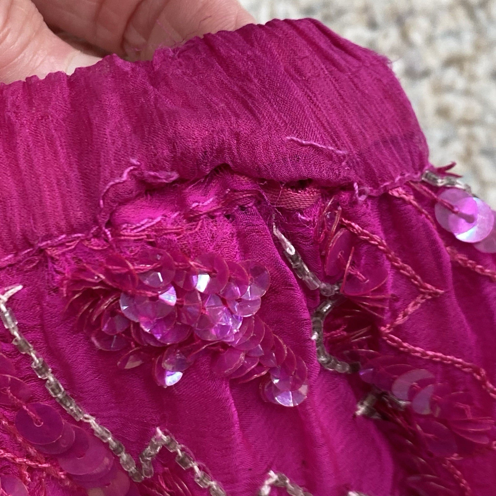 Royal Feelings Audrey Jones Skirt Set Women M Magenta Silk Sequin Beaded Vintage