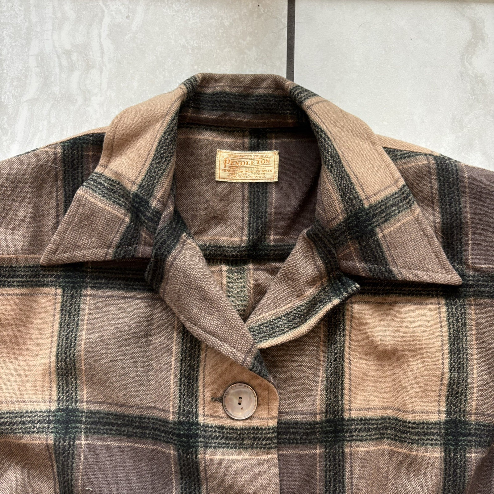1950s Vintage Pendleton 49er Jacket Chore Womens Brown Plaid 1940s Wool USA VTG