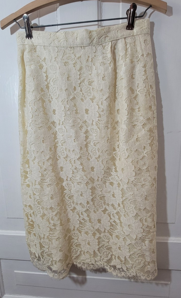 EUC VTG Cachet Ivory Lace 80s Skirt Suit Victorian 5/6 XS Wedding Mother Bride