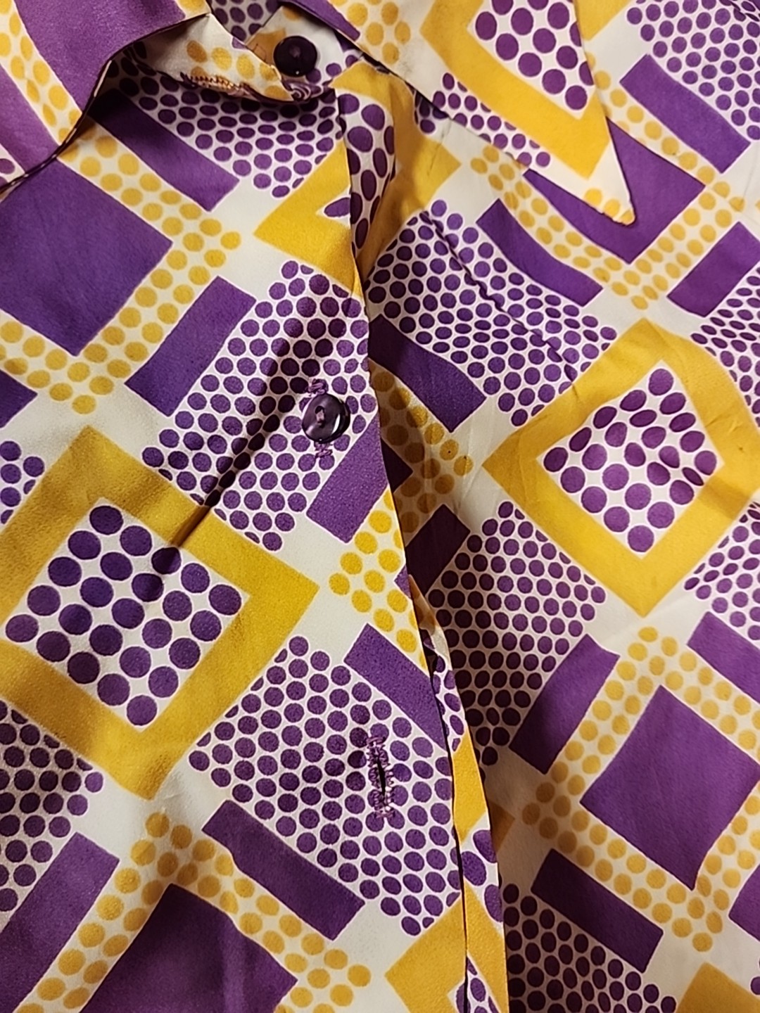 VTG Alex Colman California Shirt Size S – M Purple/ White/Yellow 60s 70s Groovy