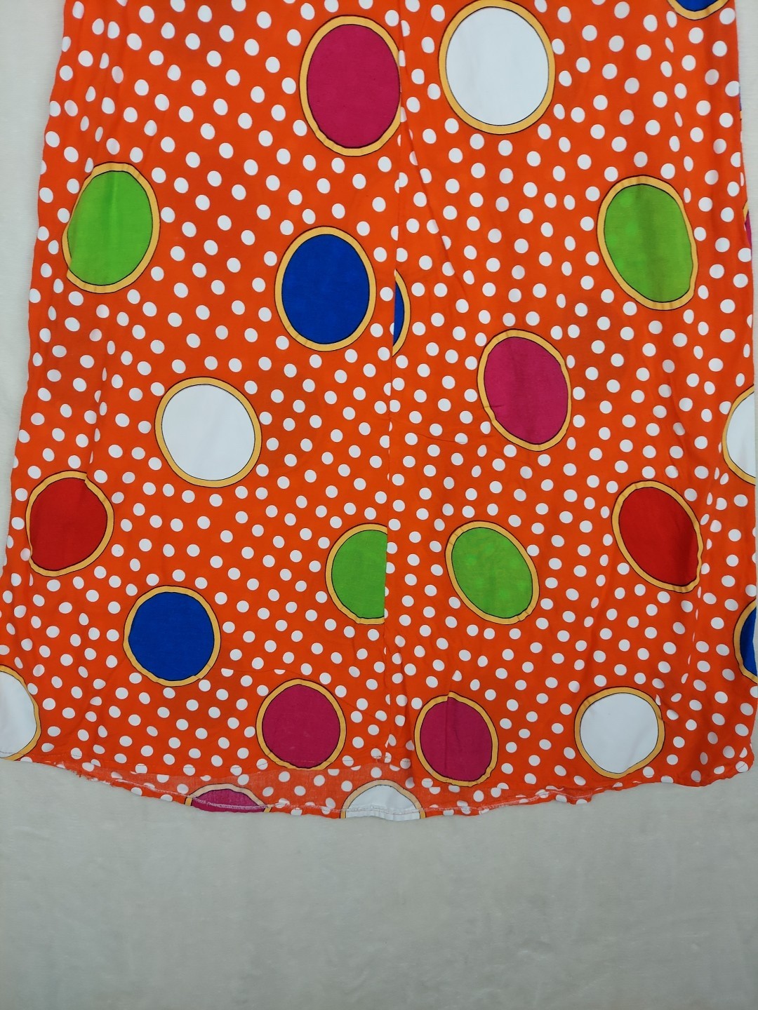 Vintage 60’s Mayette Dress Womens Large Orange Polka Dots Pockets hippie