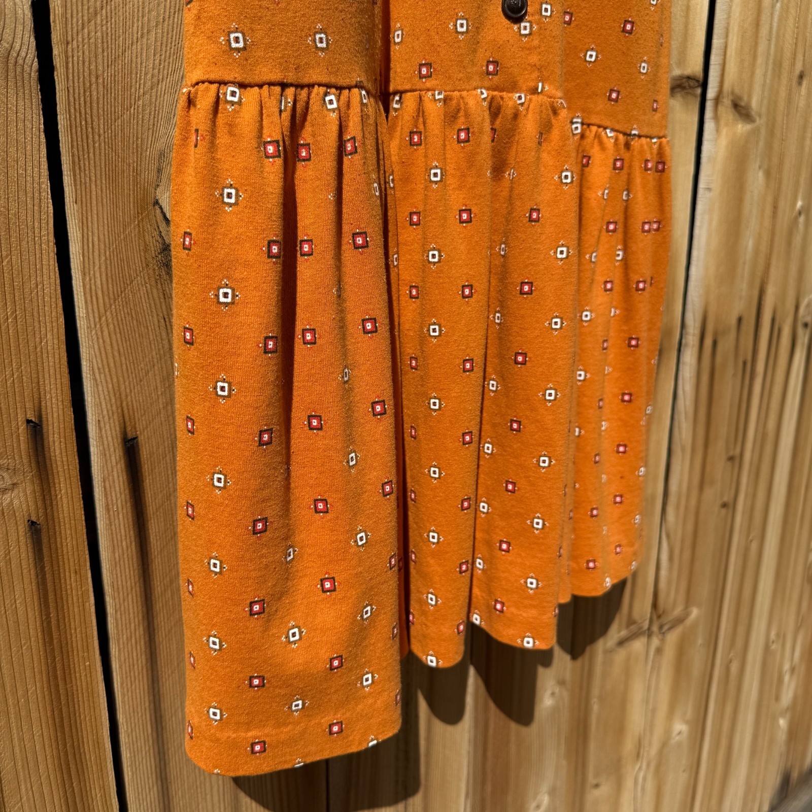 PRICE FIRM Vintage Dress 80s 90s DB Sport Orange Drop Waist Pleated Casual