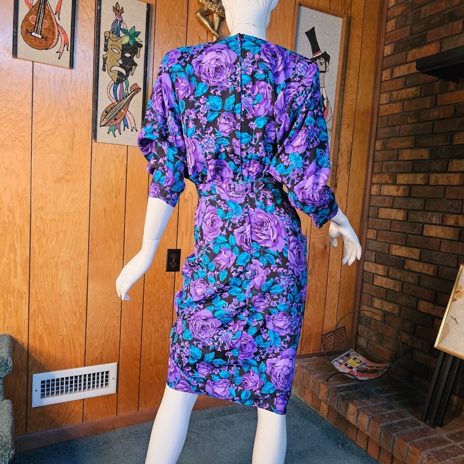Vintage 80s New Wave Avant Garde Ruffled Wiggle Skirt Cocktail Day Party Dress S