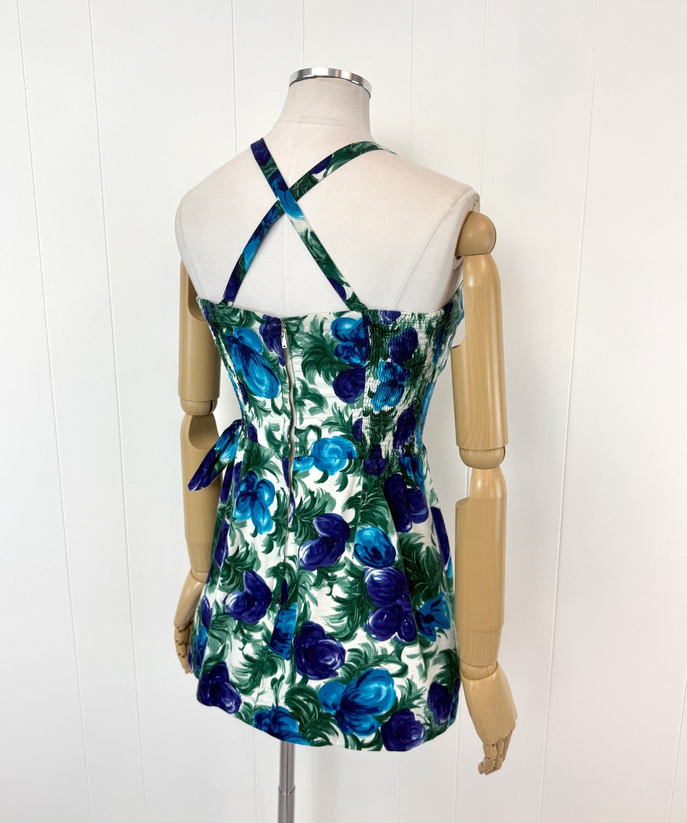 Vtg 1950s Paradise Hawaii Floral Swimsuit Romper Tea Timer Blouse 2 Piece Set