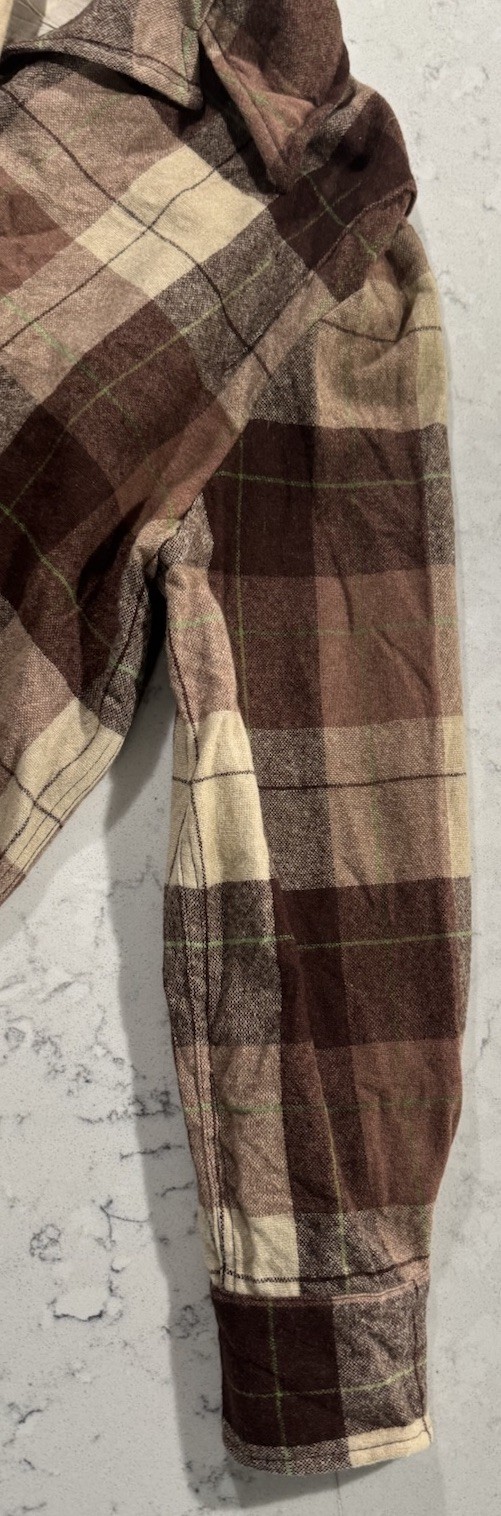 VTG 50s 49er Style Jacket Shacket Womens Large Brown Wool Plaid Check Barn Coat