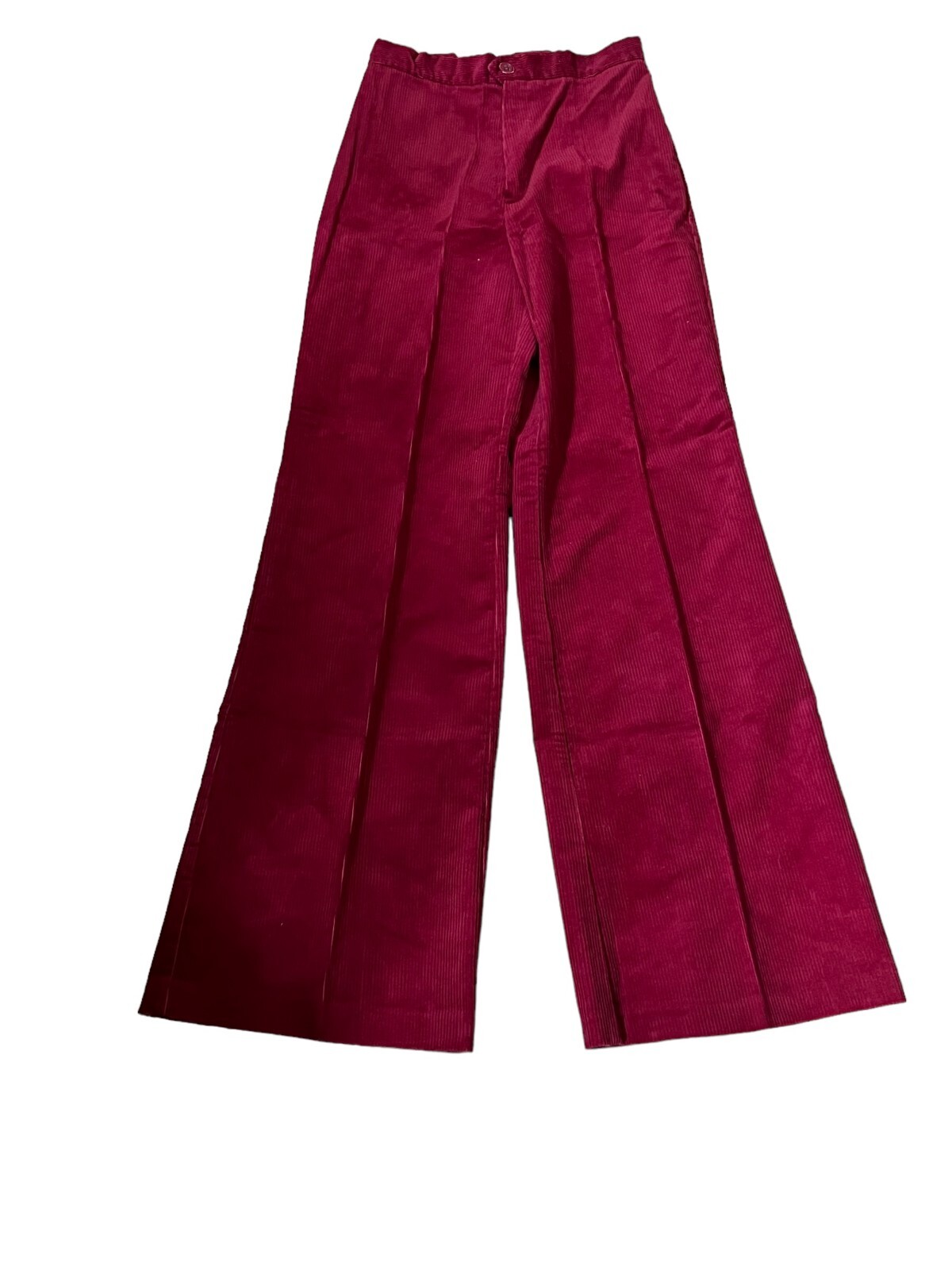 NOS Vtg 70s Sz S Womens CORDUROY Pants Bell Bottoms Red Wine 27 High Waist x 33