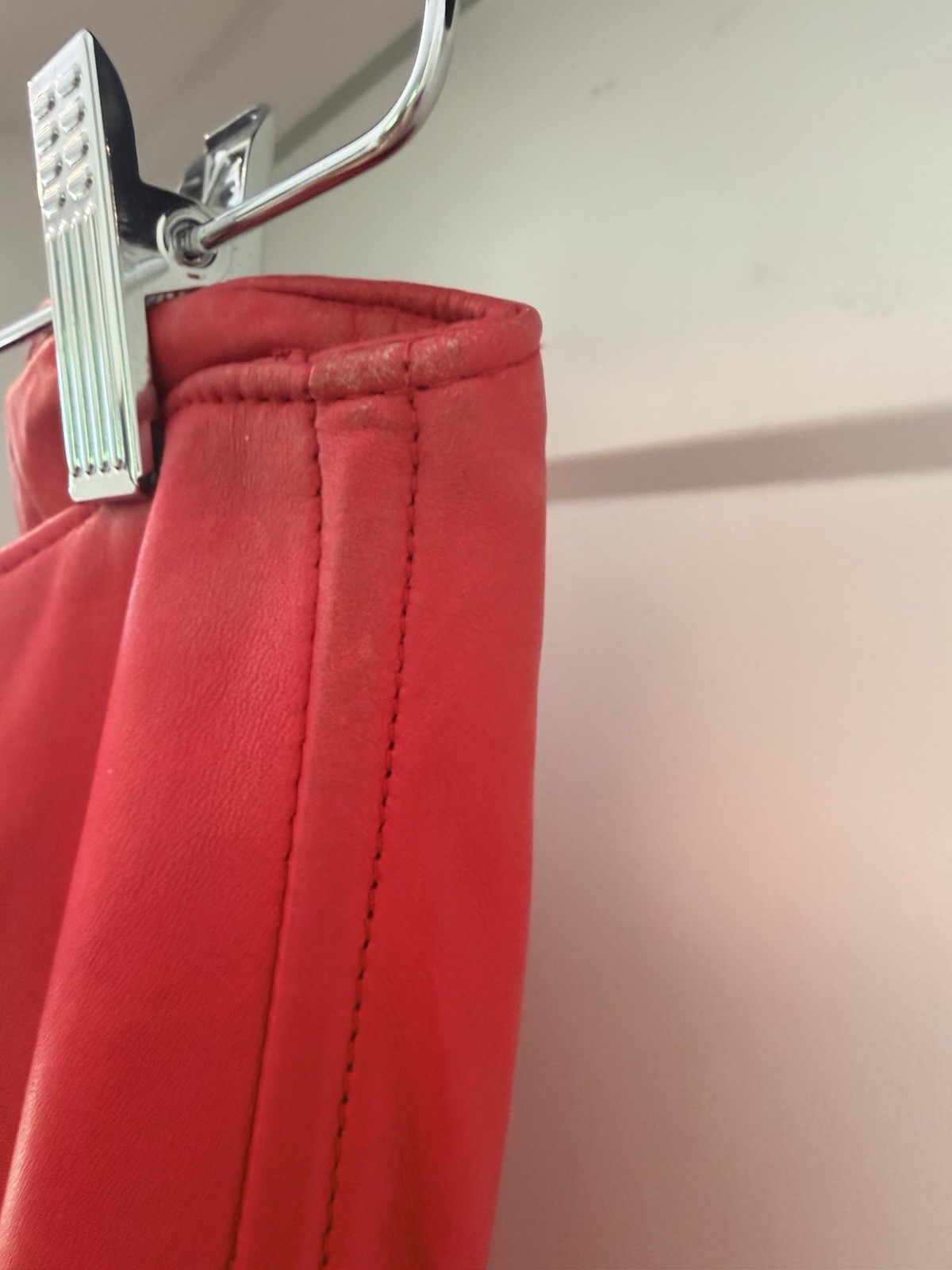 Vintage 80s Michael Hoban North Beach Leather Red Bustier Dress With Zip Glam