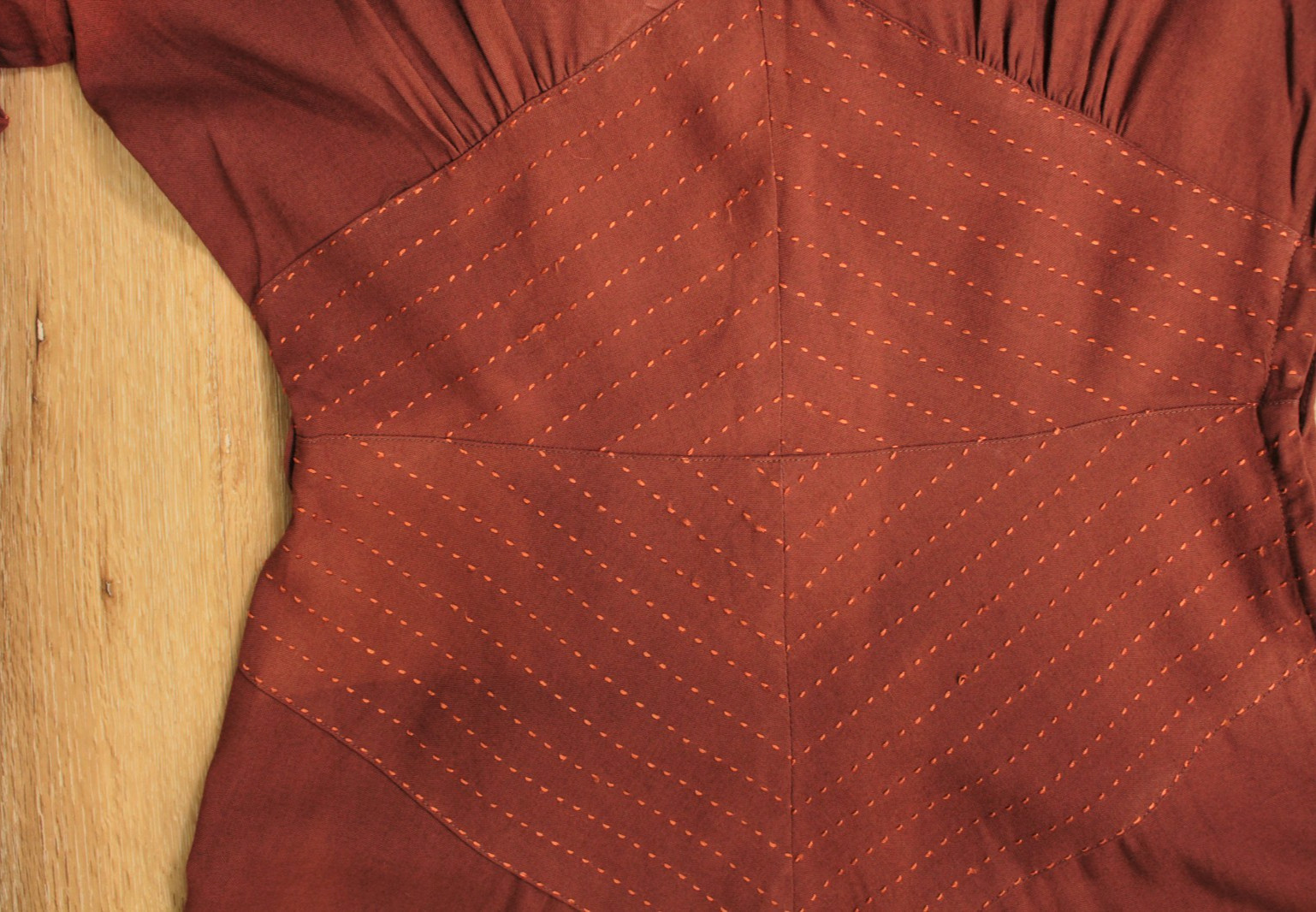 VTG Women’s 40s Brown A Line Dress W/ Decorative Waist Panel Sz S/M 1940s