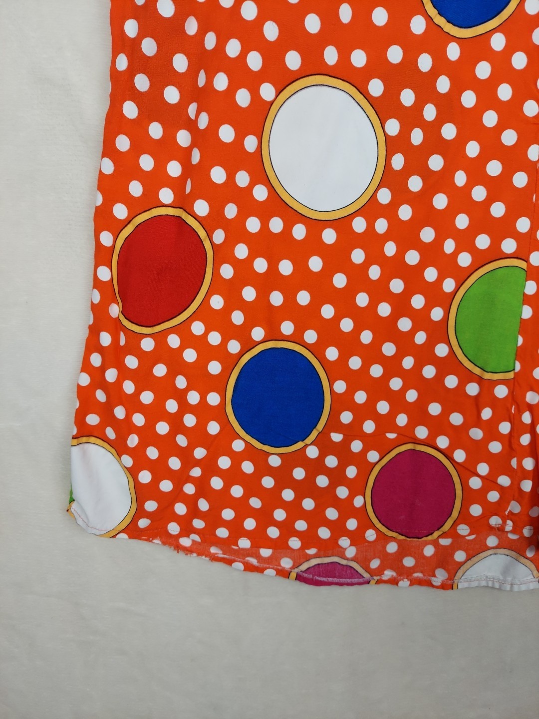 Vintage 60’s Mayette Dress Womens Large Orange Polka Dots Pockets hippie