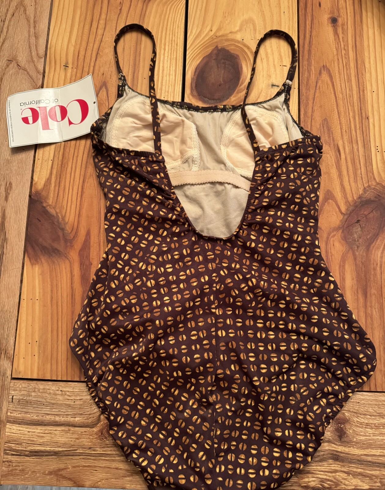 Vintage NEW w/Tags Pinup Cole Of California Retro Swimsuit Sz 14 Metallic Coffee