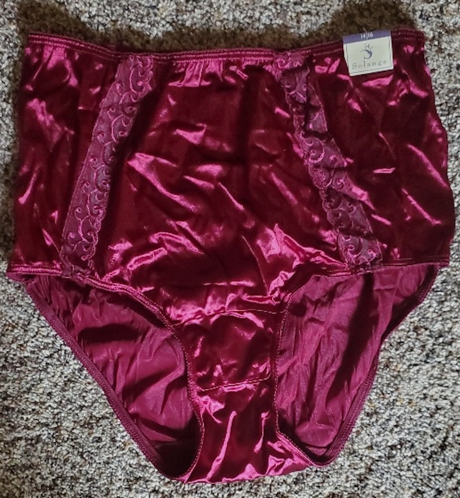 Vintage Solange SECOND SKIN Satin Full Brief Granny Panties, Sz 14/16, XL; NWT!