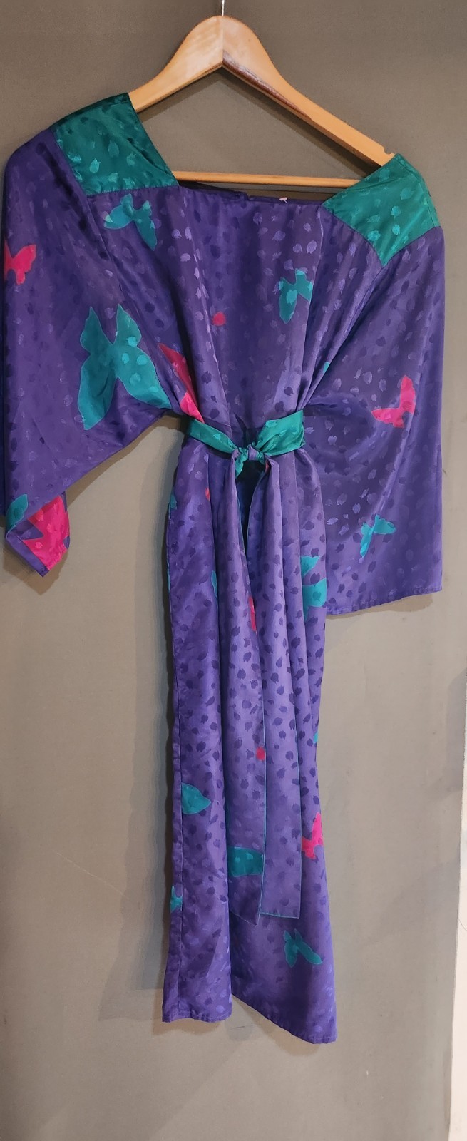 Vintage 80s Acquisition Size 8 M Gray Black Shift Dress Kaftan Sleeves New Wave