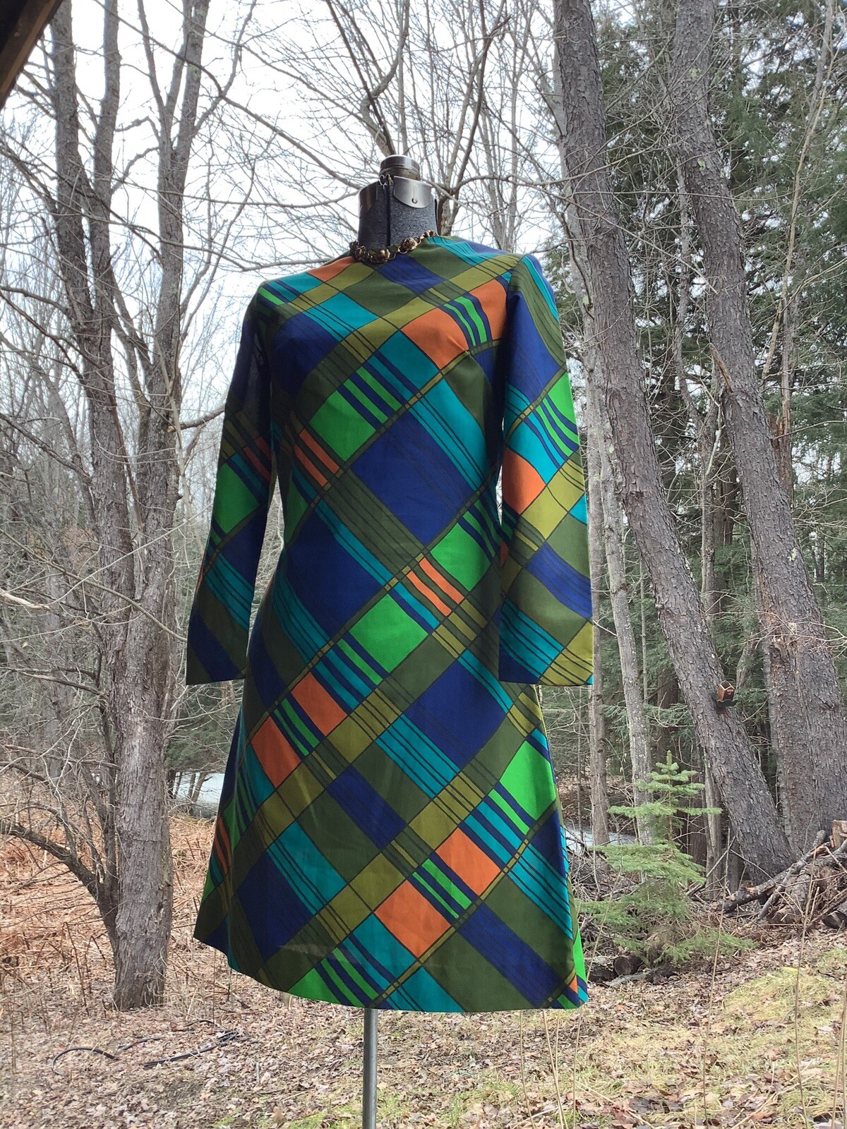 Vintage 1970’s Sassy Boho Mod Cotton Blend Vivid Bright Dress 34-30-36 Fab!