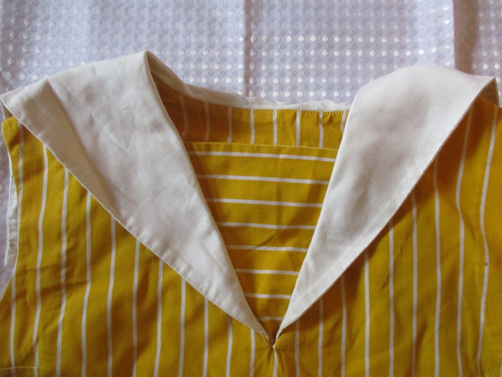 1960’s Teen’s Yellow Striped Cotton Sailor Sleeveless Pullover Sundress Sz. 15