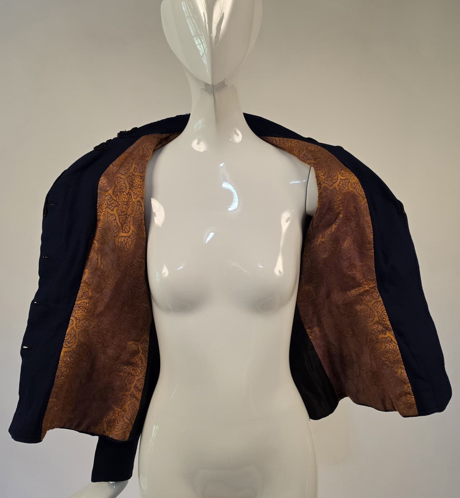 VICTORIAN 1890’S BUSTLE BACK JACKET W PUFF SLEEVES + SOUTACHE DETAIL