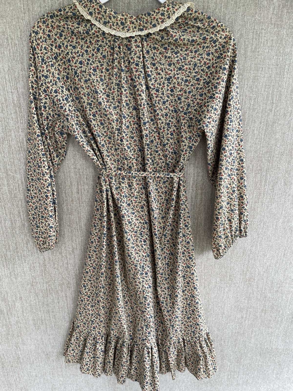 Cottagecore Floral Dress Long Sleeve Vintage Handmade Dress Ruffle 70s