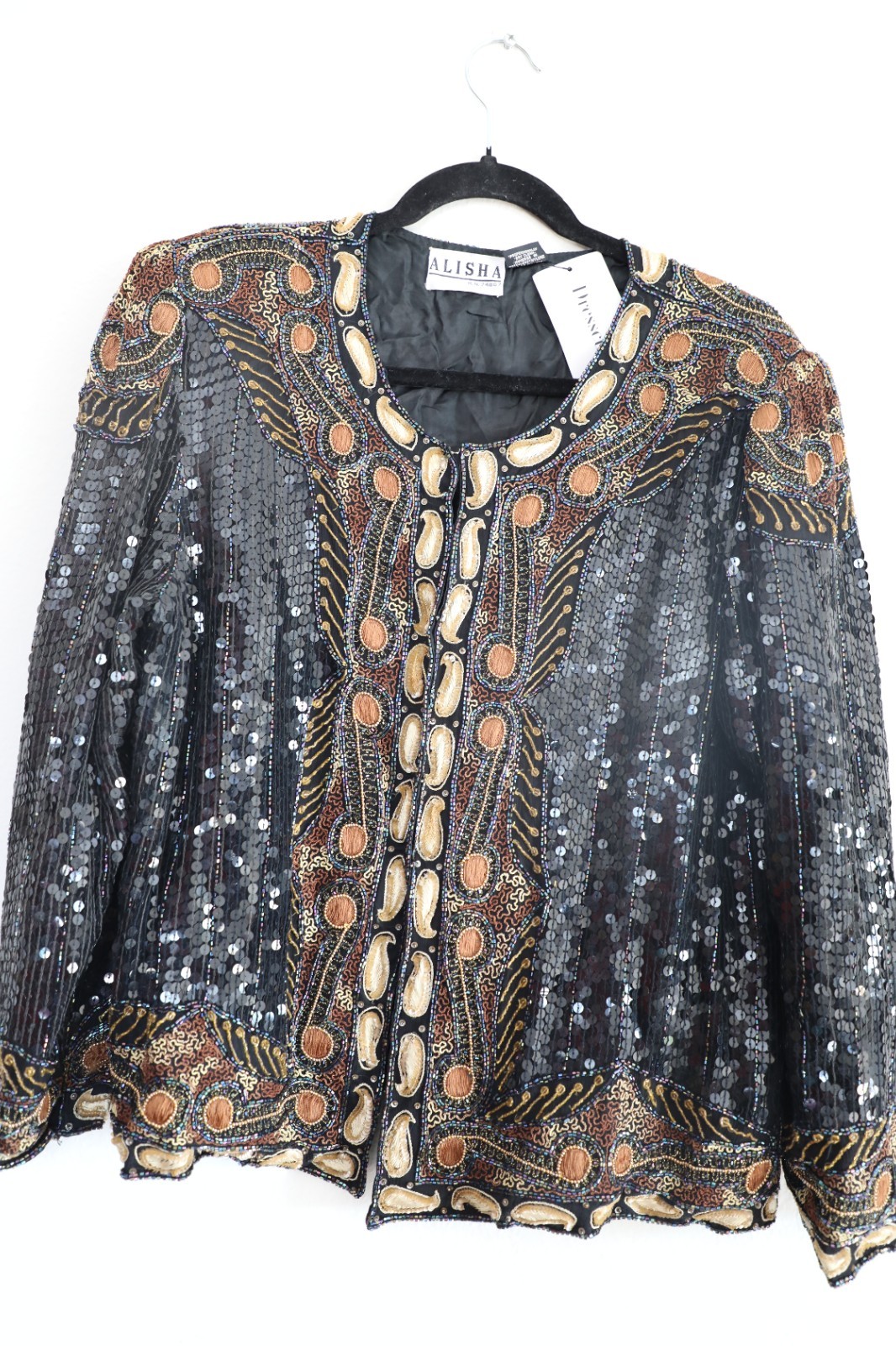 Vintage Beaded and Sequin Art Deco Hook and Eye Jacket Outerwear