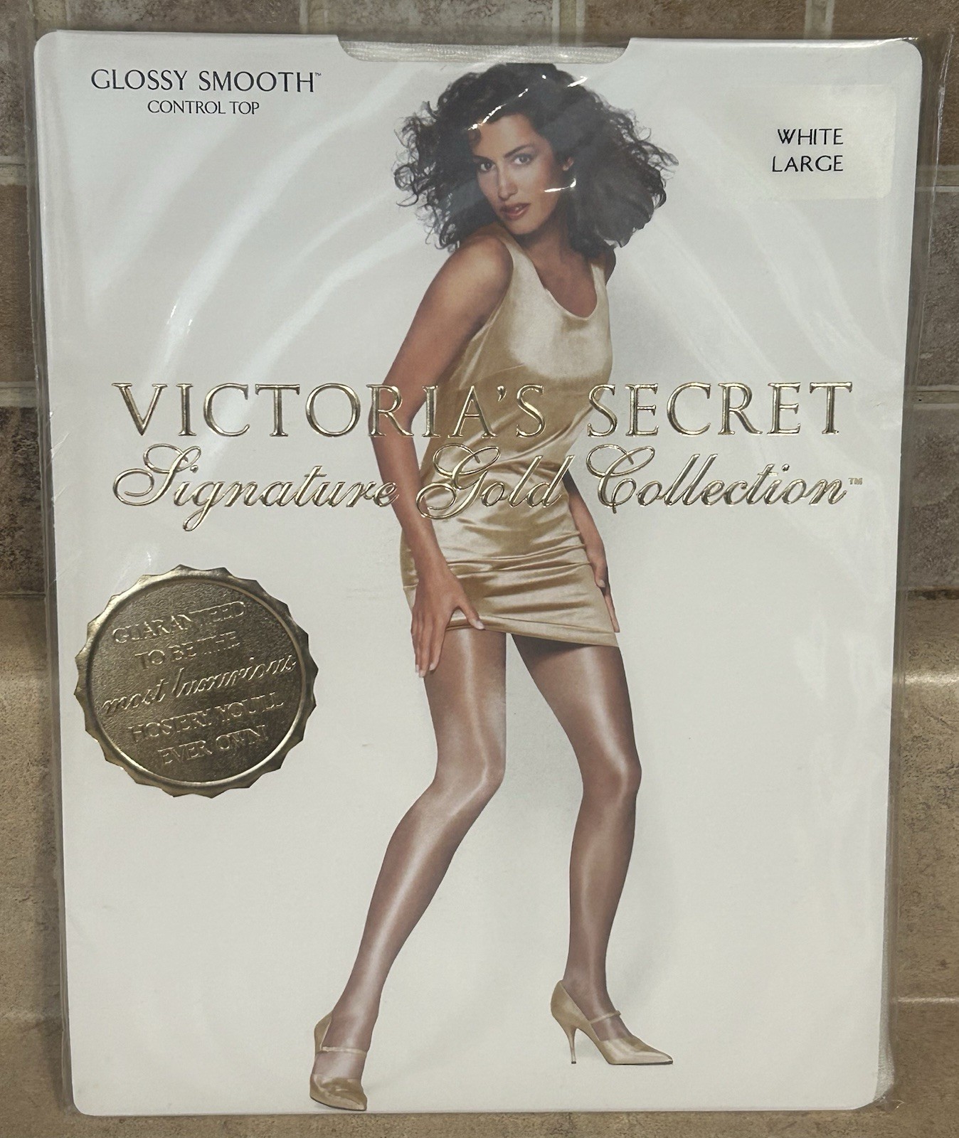 Vintage Victoria’s Secret Signature Gold Collection Hosiery Large White NIP Rare