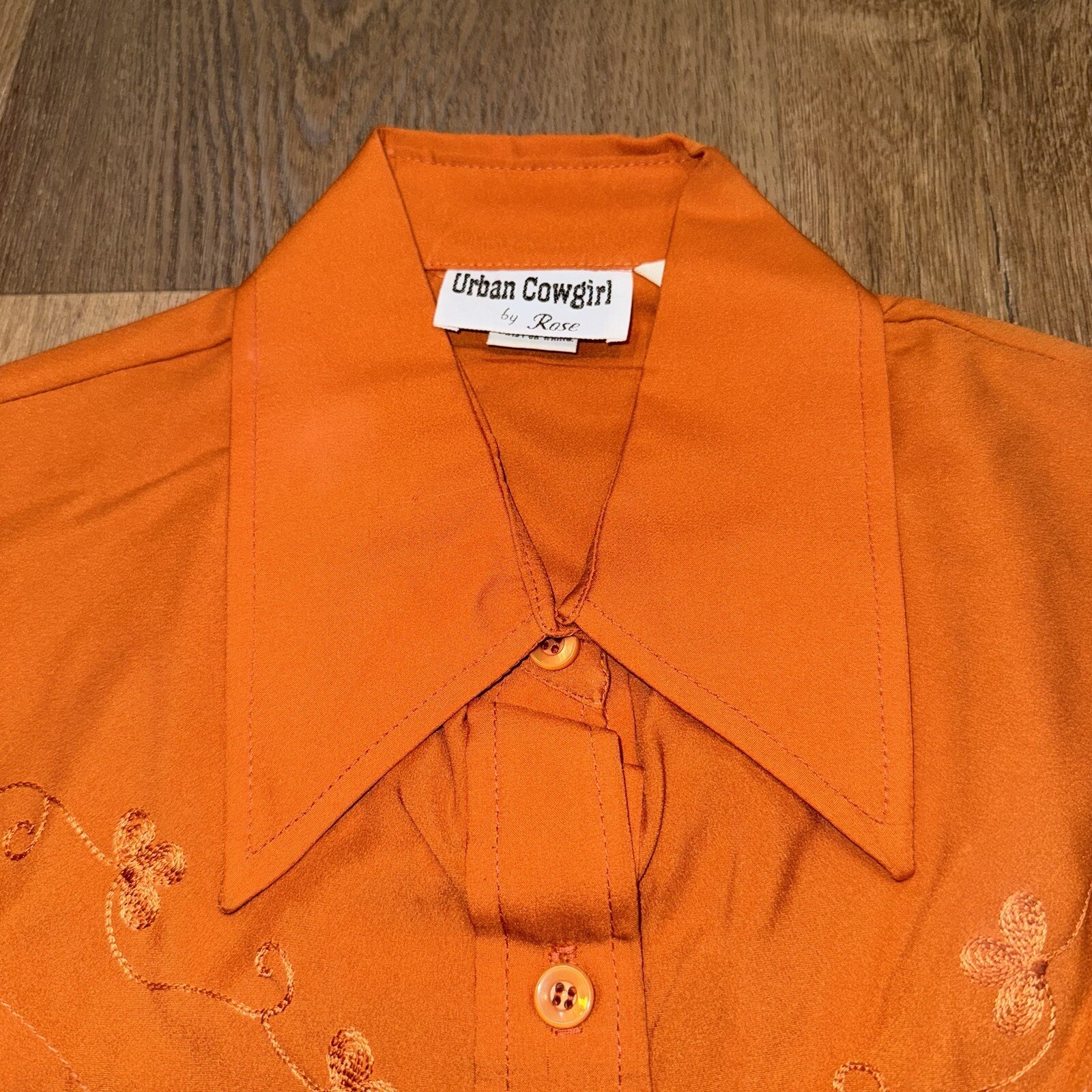 Vtg Urban Cowgirl Western Shirt Womens Rockabilly 60s 70s Polyester Disco 11 12