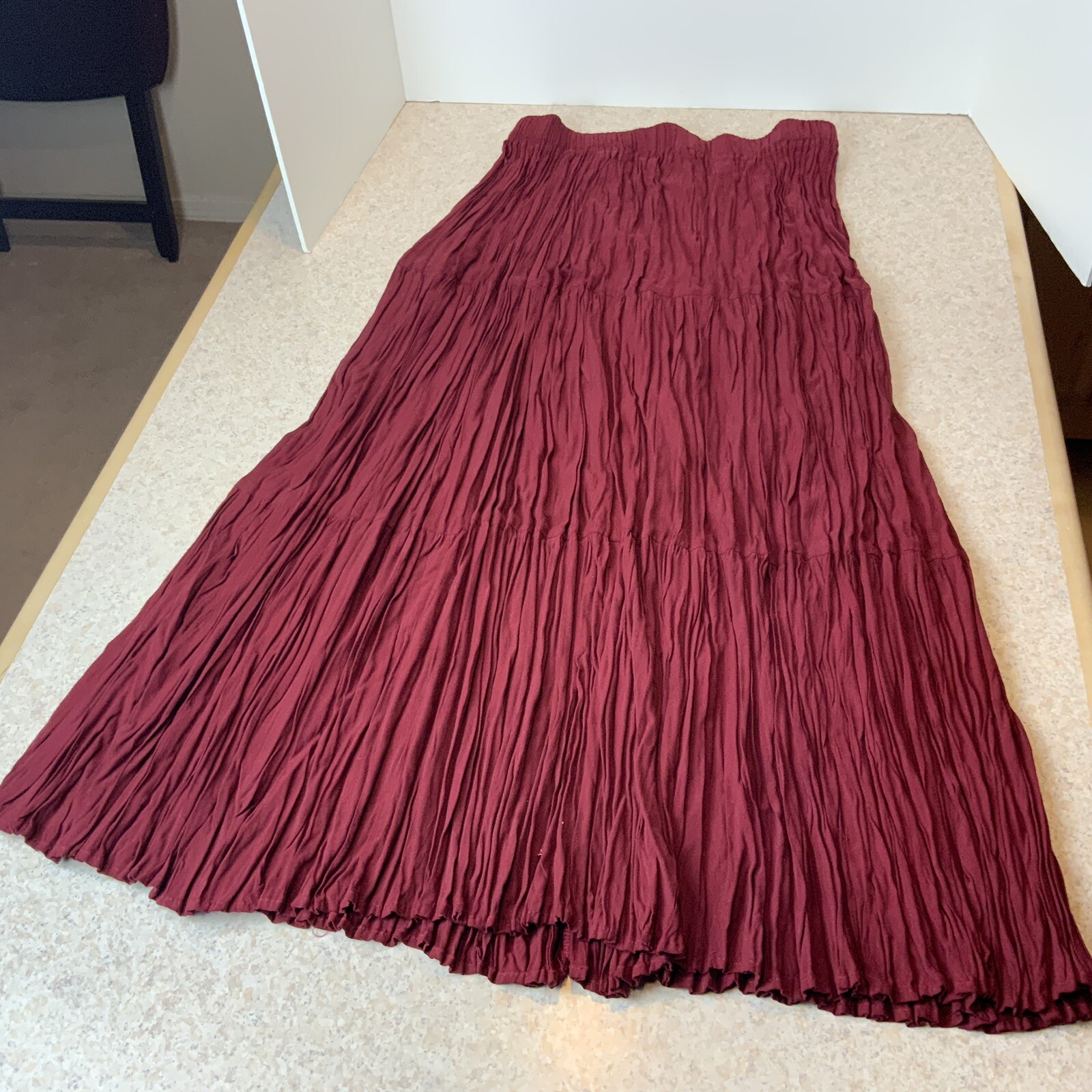 VTG SA Rose San Antonio TX Cowgirl Maroon Broom Boho Maxi Skirt Women’s S Or M