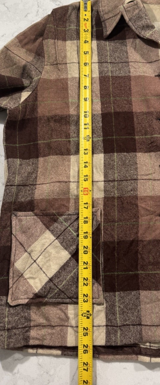 VTG 50s 49er Style Jacket Shacket Womens Large Brown Wool Plaid Check Barn Coat