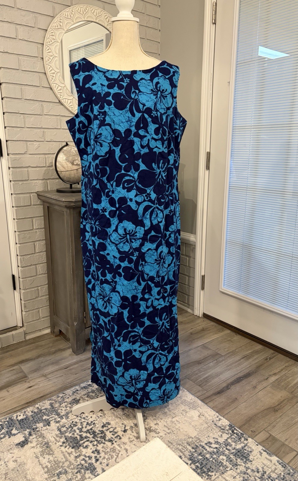 Vtg 70s Hukilau Fashions MuuMuu Maxi Dress Hibiscus Barkcloth Hawaiian Aloha XL?