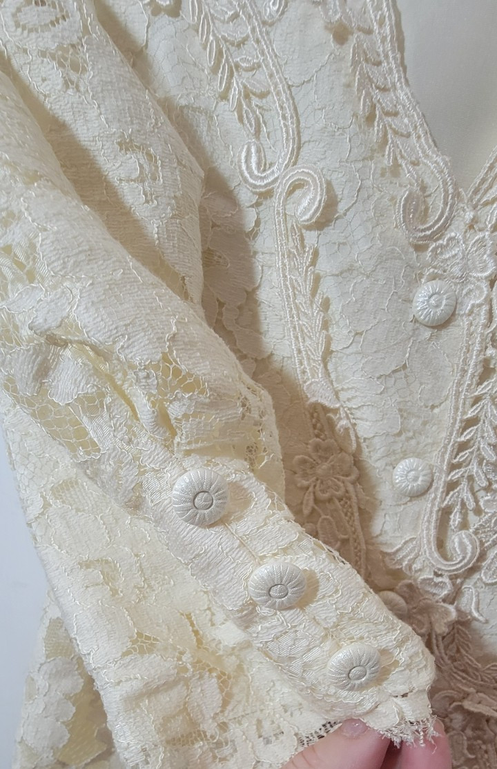 EUC VTG Cachet Ivory Lace 80s Skirt Suit Victorian 5/6 XS Wedding Mother Bride