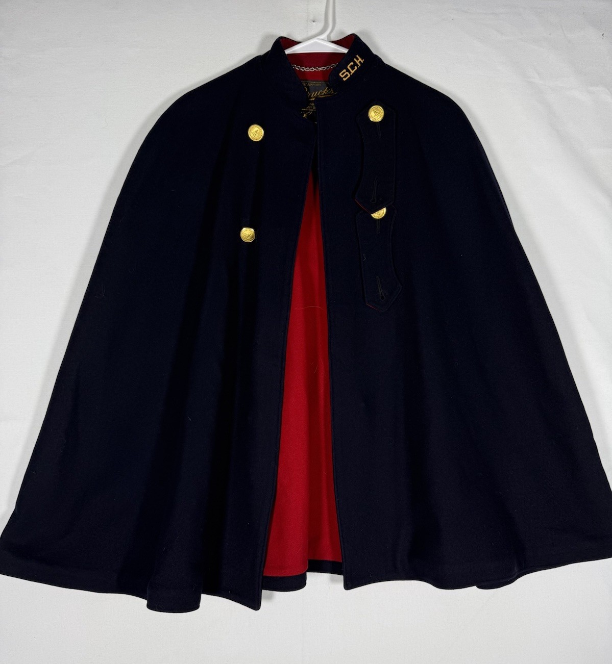 Authentic Mid-Century Nurses Wool Cape Bruck’s Nurses’ Apparel Navy & Red