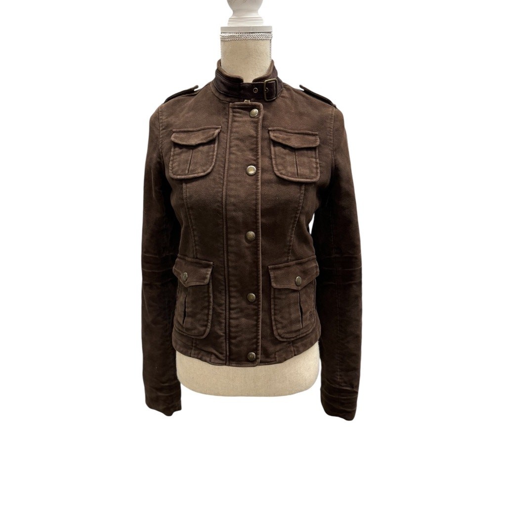 Abercrombie”Authentic Vintage” Moto Velvety Jacket,Buckle Collar,Zipper,Y2K