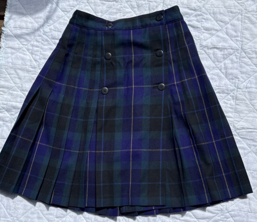 Vintage Multicolor Plaid 100% Wool Pleated Mini Skirt Sz 6 Tartan Schoolgirl USA