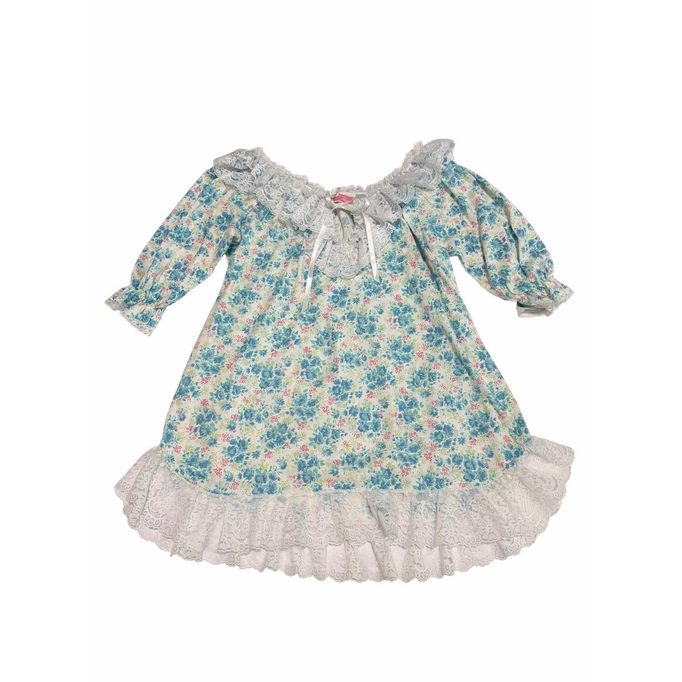 Vintage 1980’s Moonlight Magic Babydoll Floral Lace Nightgown | Large
