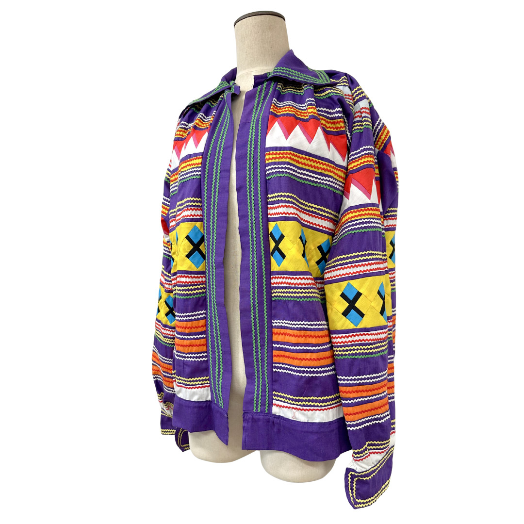 Vintage 1970s Seminole Purple Patchwork Handmade Open Jacket