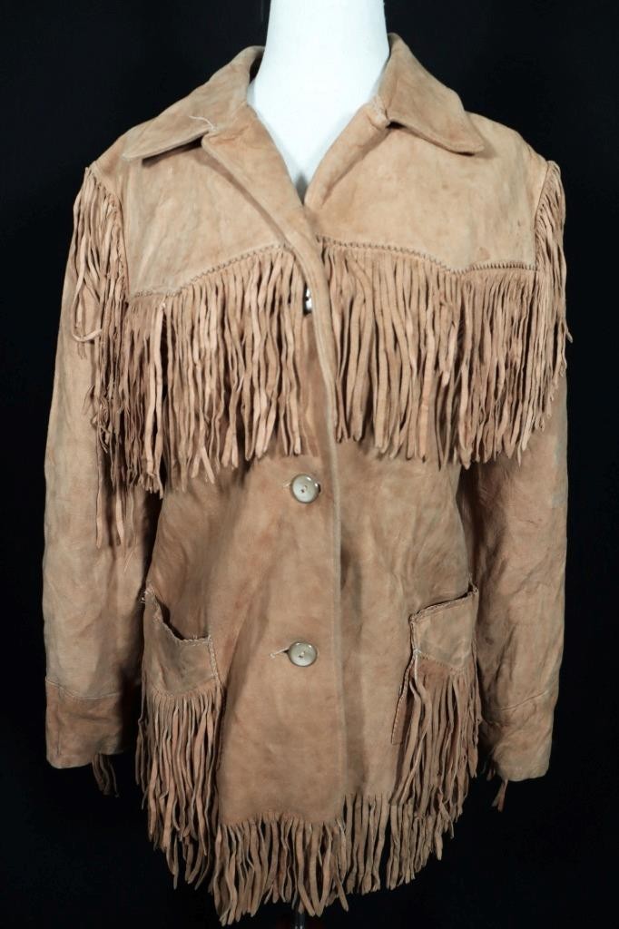 Vintage 1960’s Buckskin Brown Deerskin Woman’s Western Fringe Jacket Size Medium