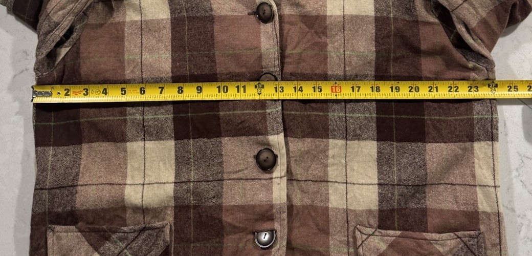 VTG 50s 49er Style Jacket Shacket Womens Large Brown Wool Plaid Check Barn Coat