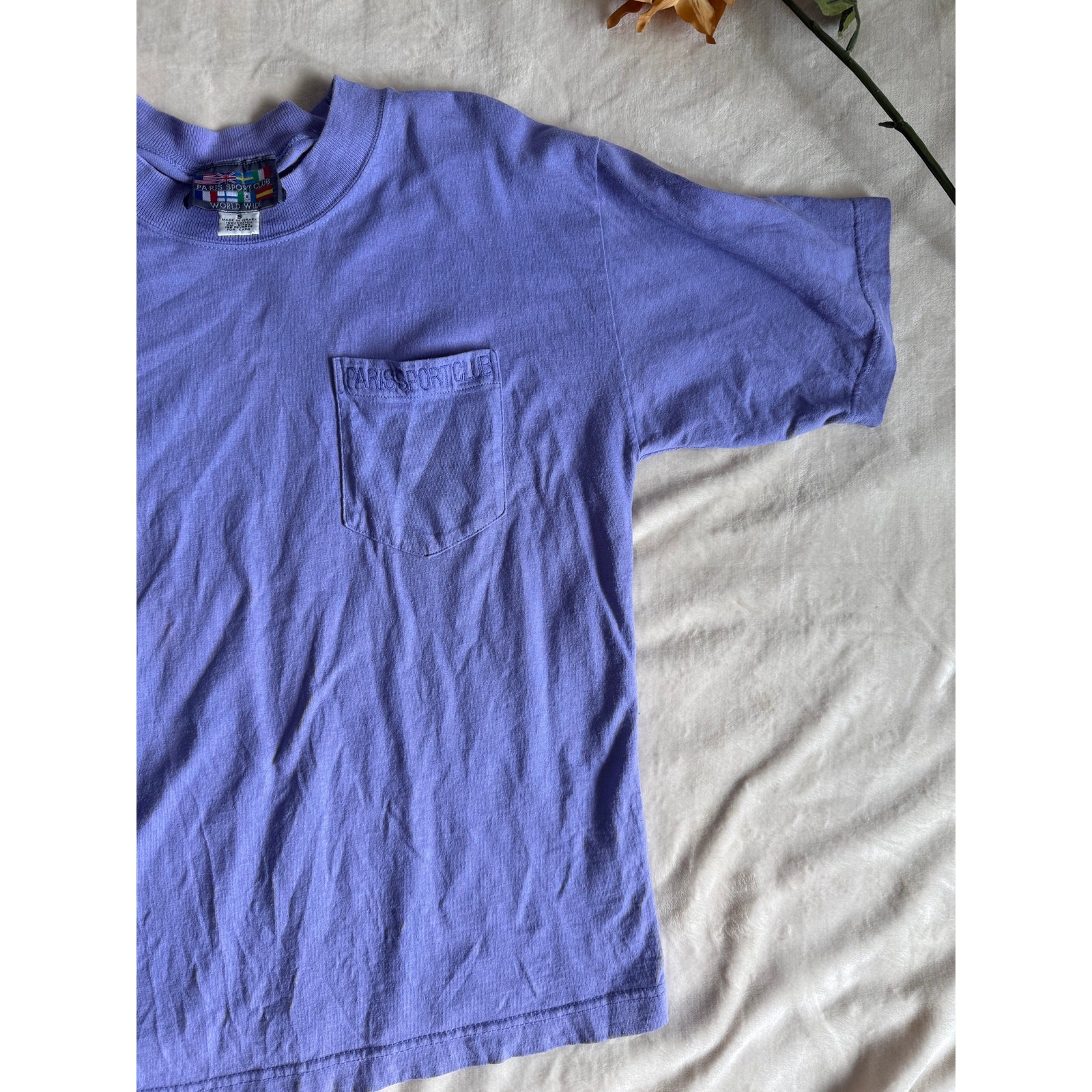 Vintage T-shirt Paris Sports Club Purple Pocket Maurices Size S