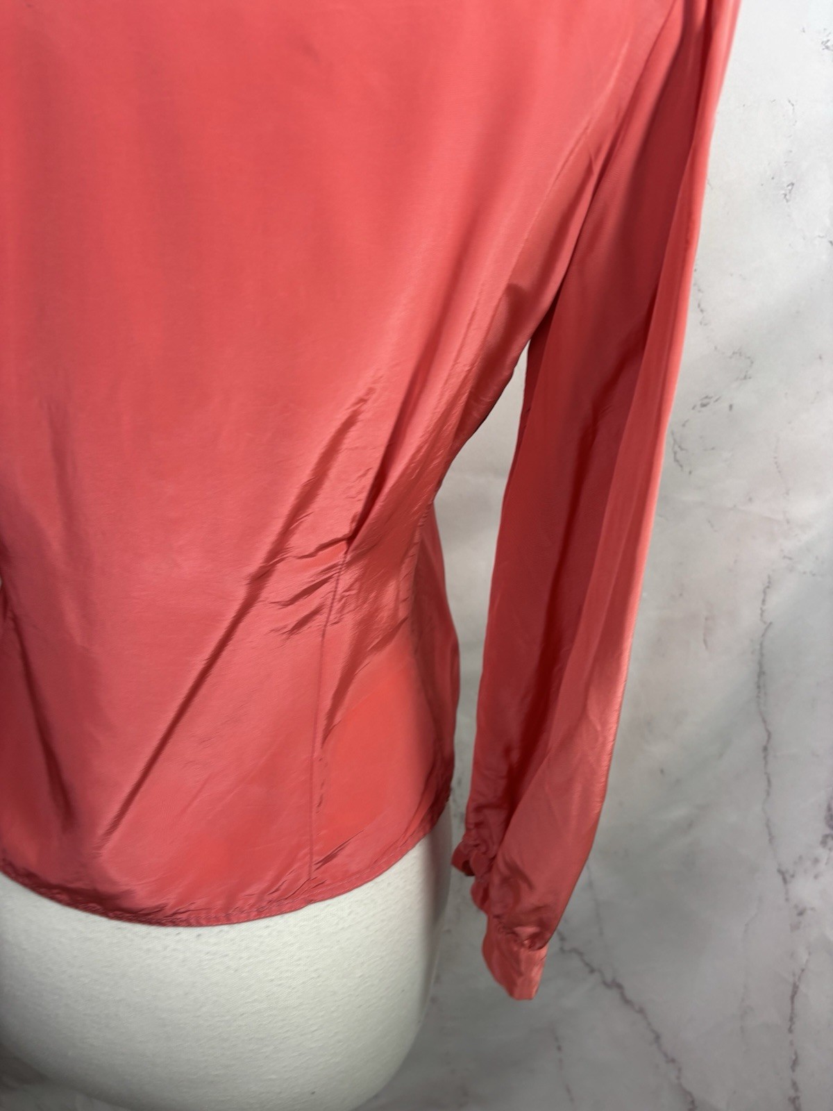 VTG 1940s Pink Button Up Blouse Pink Pleated Collar Retro Rockabilly 40s S Pinup
