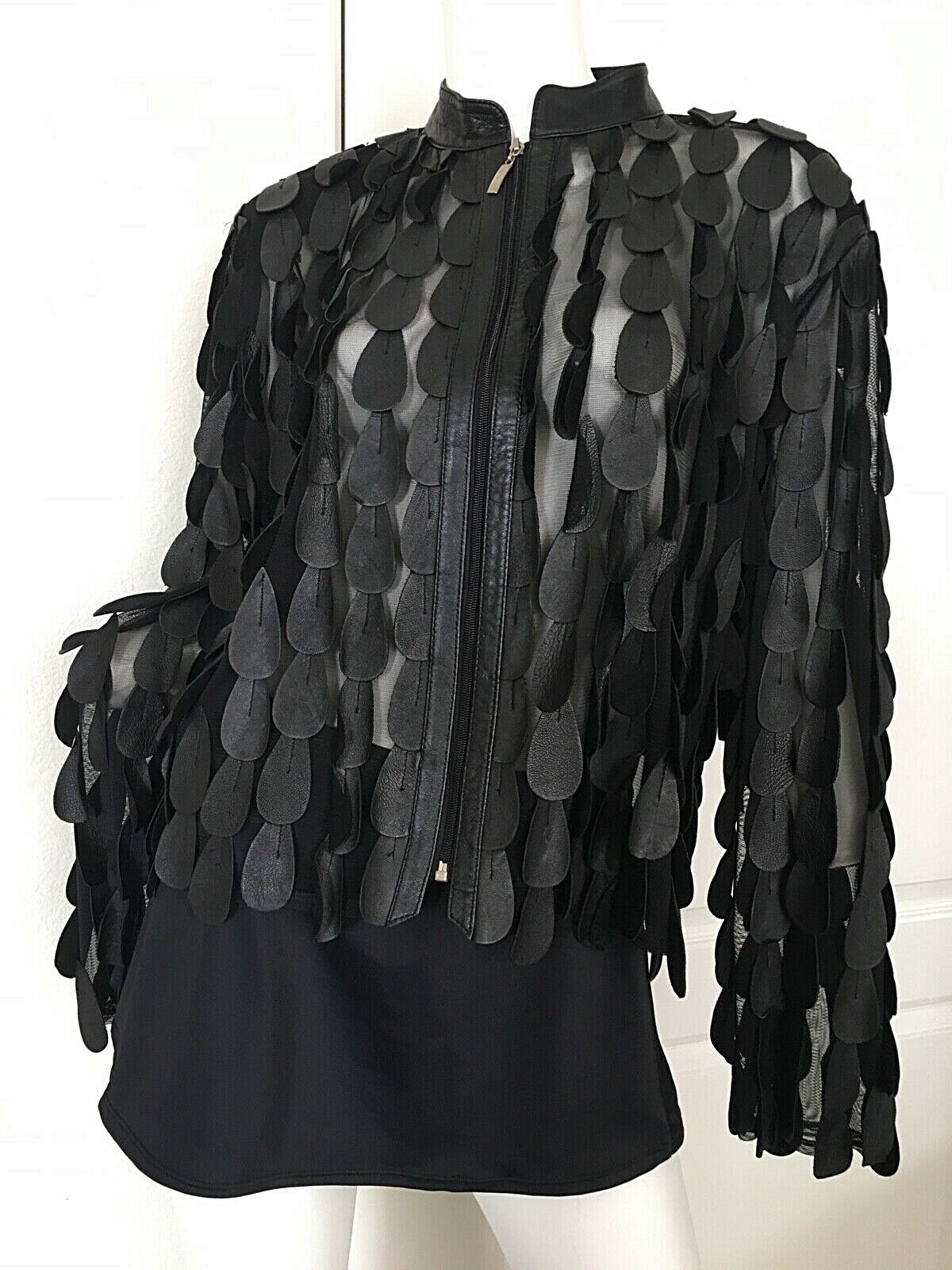 Sexy Black Leather Jacket M/L Vintage