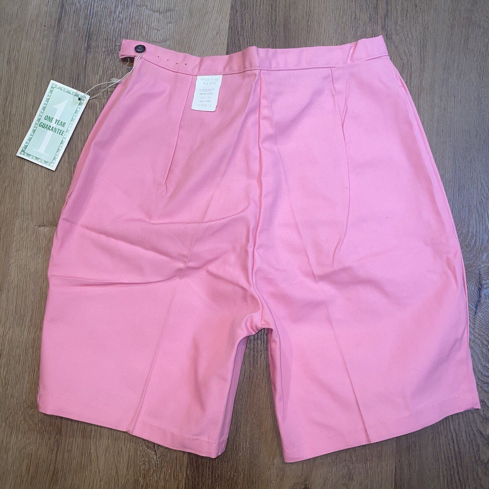 Vtg 50s 60s Womens Shorts 11 12 NOS Pink High Waist Fortrel Polyester Cotton NEW