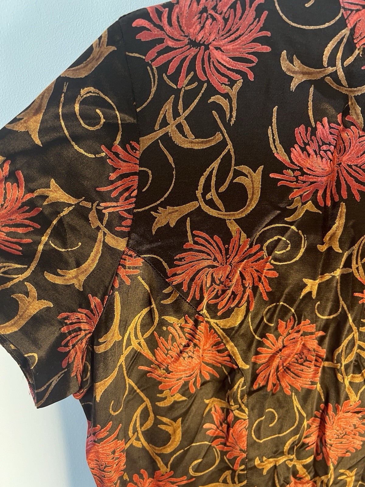 Vtg 90s Saint Tropez West Maxi Floral Dress Women 14 Side Slit Artsy Unique